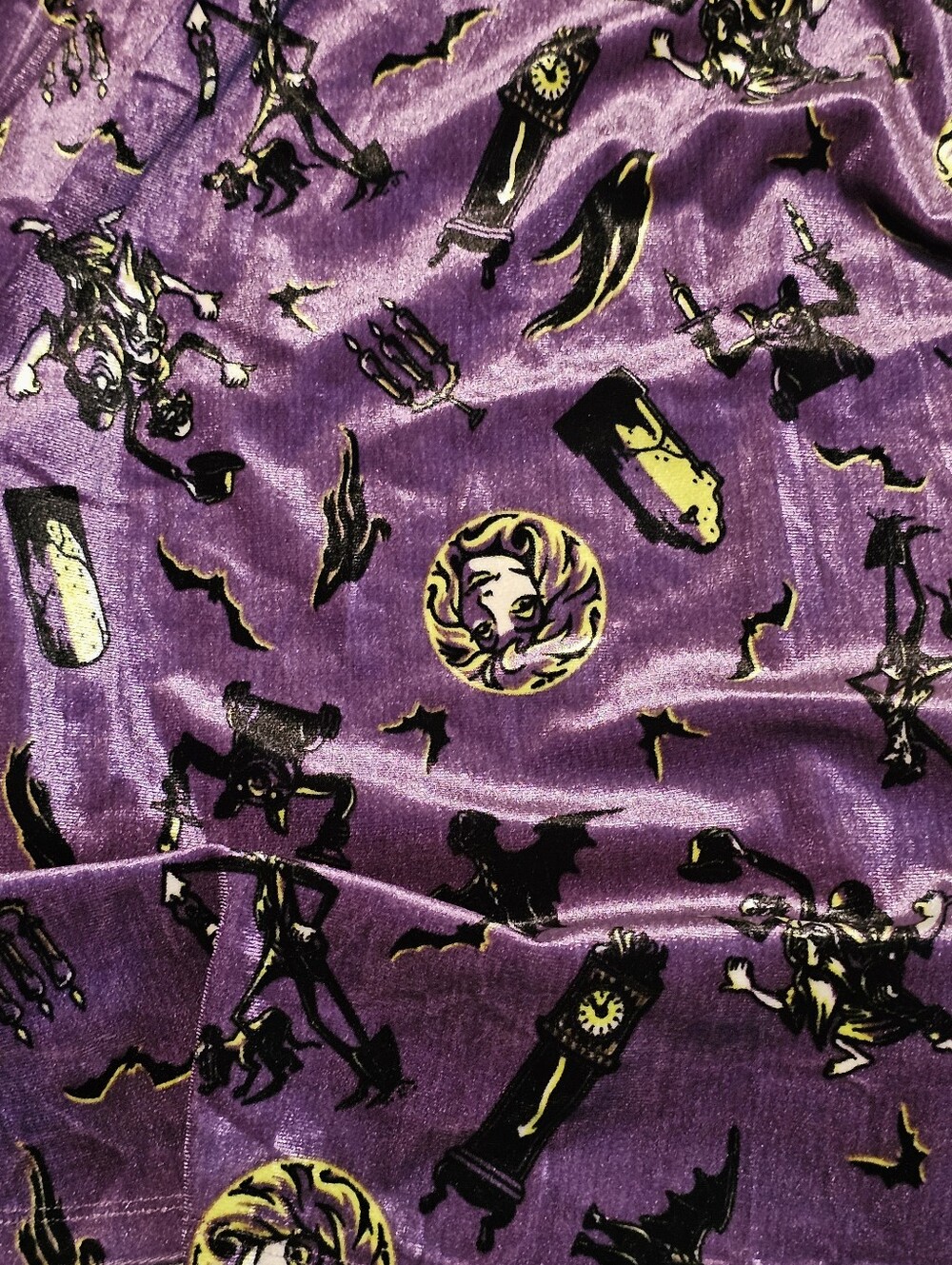 Torrid Disney Haunted Mansion Purple Velvet Aop Dress Midi Halloween Size 1 XL - Picture 2 of 10